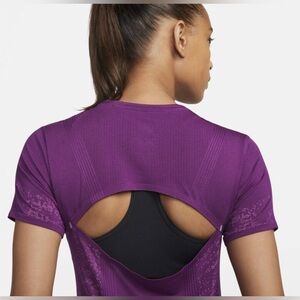 NIKE Drifit Adv Short Sleeve Aura Purple Open-Back Athletic Top Size XS NWOT